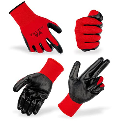 ACKTRA Ultra-Thin PU Safety WORK GLOVES 12 Pairs, WG002 Black/Black, Large - color: Black/Black, size: Large (Pack of 12)