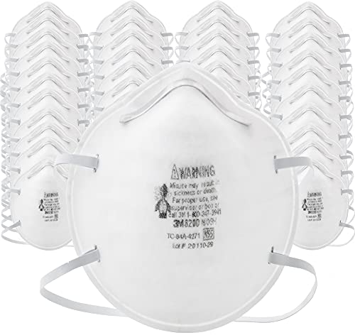 3M N95 Particulate Respirator 8200, 160/Case, NIOSH APPROVED, Disposable, Sweeping, Sanding, Grinding, Sawing, Bagging, Dust, 8 Packs of 20 Respirators - size: 1 Count (Pack of 160)