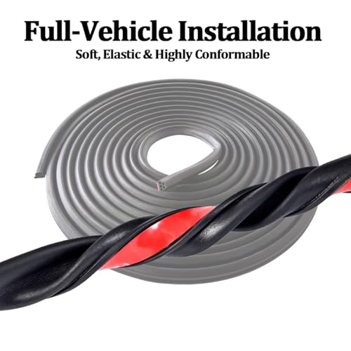 Car Door Seal Strip, 52.4FT Rubber Double Layer Soundproof Vehicle Window Weather Stripping, 5-Holes Noise Insulation Auto Seal Weatherstrip Edge Protector Trim, Universal for Vehicle - color: 5 Holes/52.4FT
