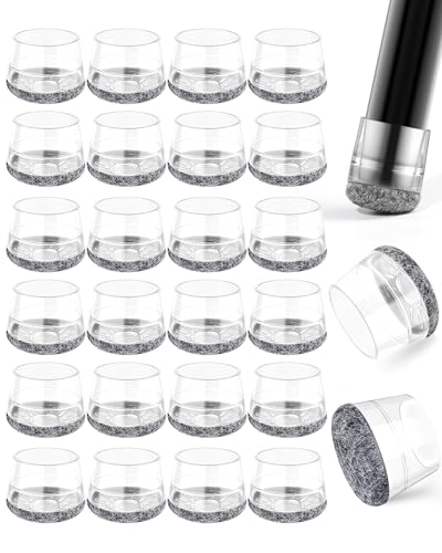 yomanta 24 PCS Silicone & Felt Chair Leg Floor Protectors - Scratch Proof & Noise Reducing Furniture Caps for Hardwood Floors - Round M Fits 1" to 1 3/16" (25–30mm), Gray - color: Grey, size: Round M (Fit 25–30mm)