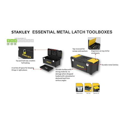 Stanley STST1-75515 Toolbox "Essential" with metal latches, Black/Yellow