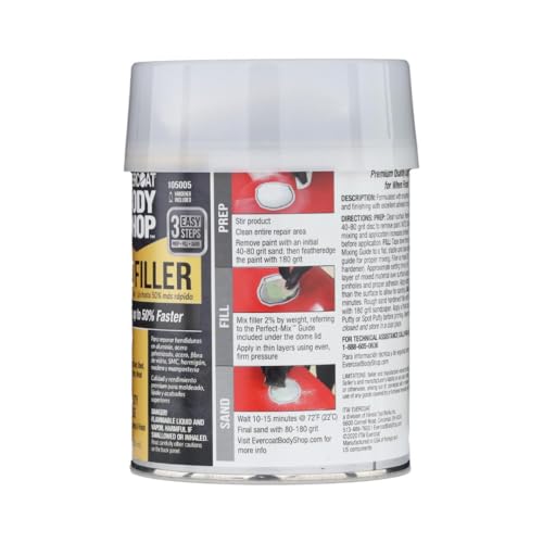 Evercoat Body Shop 105005 Pro-Grade Gold Filler Sands up to 50% Faster, Multipurpose for Dents in Aluminum, Fiberglass & More, Easy Mix Hardener Included 13 Fl Oz. - size: 13 Fl Oz., style: Gold Filler