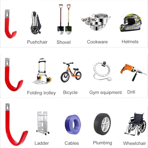 Heavy Duty Steel Garage Hooks,130 lbs Capacity,Large Metal Utility Storage Hook 2 Pack Garden Tool Organizer, Anti-Slip Wall Mount Hose Shed Shop Ladder Hanger J Hook - size: 5.7x3.0Inch