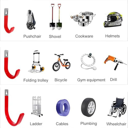 Heavy Duty Steel Garage Hooks,130 lbs Capacity,Large Metal Utility Storage Hook 2 Pack Garden Tool Organizer, Anti-Slip Wall Mount Hose Shed Shop Ladder Hanger J Hook - size: 5.7x3.0Inch