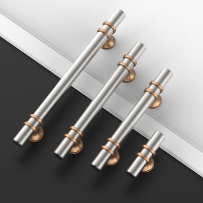 Asidrama 10 Pack 3 Inch(76mm) Brushed Satin Nickel and Champagne Bronze Kitchen Cabinet Handles, Cabinet Pulls Kitchen Cabinet Hardware Cupboard Handles Drawer Pulls - color: Nickel-Champagne Bronze, size: 3" Hole Center, style: 10 Pack