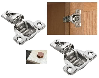 Salice Hinge Cabinet Hinge Repair Kit for Salice E-Centra Nickel-Plated Metal 106-degree 1/2-inch Overlay Nickel Finish, 2 Hinges with Bumpers and Hardware by E.H.C.