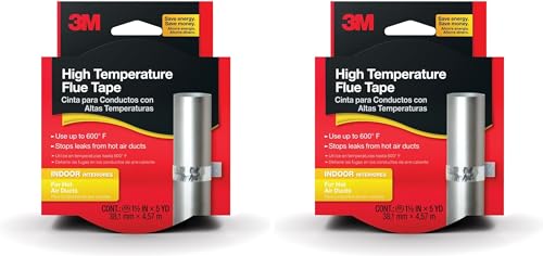 3M High Temperature Flue Tape, High Heat Sealing Tape up to 600 Degrees, 15-Foot Roll (Pack of 2) - size: 1.5 in x 15 ft (Pack of 2)