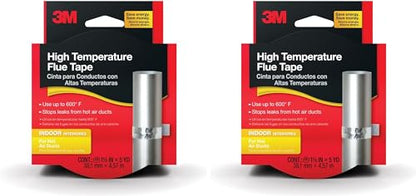 3M High Temperature Flue Tape, High Heat Sealing Tape up to 600 Degrees, 15-Foot Roll (Pack of 2) - size: 1.5 in x 15 ft (Pack of 2)