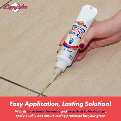 ZippySolve Tile Grout, Repair Kit, Restore & Renew Tile Joints Line, Fast Drying Tile Grout Paint Squeeze Tube for Bathroom Shower Kitchen Floor, Waterproof (50 Pack 8.8 oz Each, Beige) - style: 50xBeige