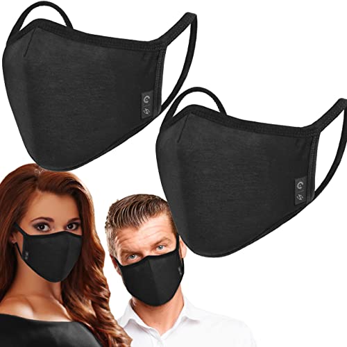 2-Pack Unisex Cloth Washable Reusable Cover-100% Cotton 3 Layer black outdoor