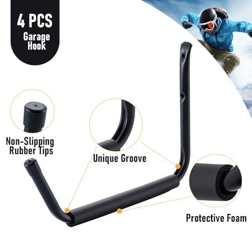HOME MASTER HARDWARE Heavy Duty 15" Jumbo Garage Wall Hooks 4 Pack – 45 LB Kayak Storage Rack, Wall Mount for Canoe, Bicycle, Ladder & Large Gear - size: 15 in