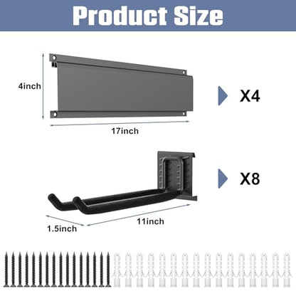 WALMANN Wall Mounted Garden Tool Organizer for Garage, Heavy Duty Folding Chair Storage Rack, 11-Inch Tools Storage Hooks for Shovels, Rakes, Ladders, Hold Up to 400 lbs(Tool Rack) - style: Tool Rack