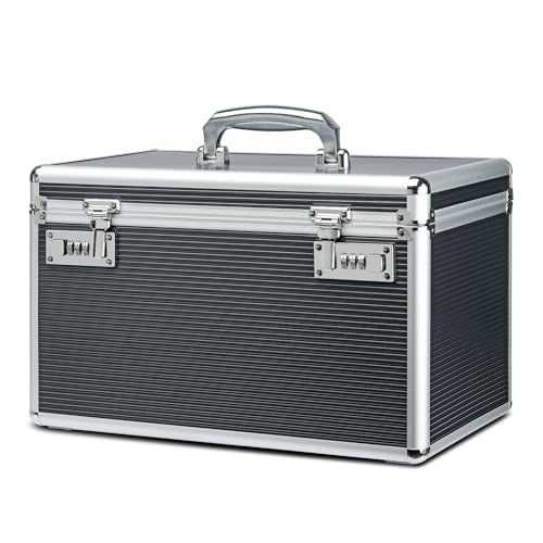 Large capacity Locking Box，Lockable Medication Box with Portable Storage Case, 15 x 8.7 x 9.3 Inch, Childproof Medicine Lock Organizer, Locked Empty First Aid Storage Case (Gray/X-Large) - color: Gray, size: X-Large