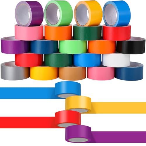 Fainne 24 Pack Colored Duct Tape Bulk 15 Yards x 2 Inch Heavy Duty Waterproof Colorful Decorative Duct Tape Multi Purposes No Residue Tear by Hand for DIY Indoor Outdoor Use - color: Colorful, size: 15 Yards X 2 Inches