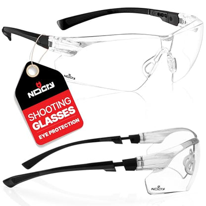 NoCry Clear Shooting Glasses for Men with Anti-Fog and Scratch Resistant Wraparound Lenses — ANSI Z87 Protective Eyewear with Adjustable Temples & Nose Pad — 100% UV Eye Protection - color: Black & Black