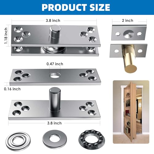 Heavy Duty Hidden Pivot Hinges 300LB Stainless Steel for Murphy Door Bookshelf Secret Room Invisible Door Hardware Kit (Center Mount,1 Set) - color: Center Mount 300 lbs 1 set