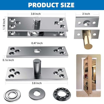 Heavy Duty Hidden Pivot Hinges 300LB Stainless Steel for Murphy Door Bookshelf Secret Room Invisible Door Hardware Kit (Center Mount,1 Set) - color: Center Mount 300 lbs 1 set