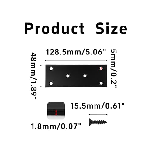 4PCS 5 x 2 inch Flat Straight Brace Brackets, Mending Plates for Furniture Shelf Support Corner Joint Repair - size: 5 x 2 inch