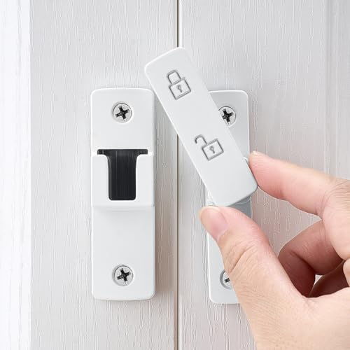 INIRET 3 Packs White Barn Door Latches,180 Degree Gate Lock,Flip Gate Latches Hardware,Zinc Alloy Door Lock Latch,Door Security Sliding Door Latch Lock for Cabinets,Bathroom, Barn & Garden - color: White_180 Degree