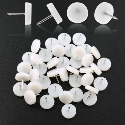 40 PCS Nail in Furniture Glides 18mm Nylon Chair Glides for Wood Floors, White Plastic Table Leg Protectors Chair Feet Sliders, Plastic Chair Legs Tack on Furniture Pads for Hardwood Floors - size: 40 PCS