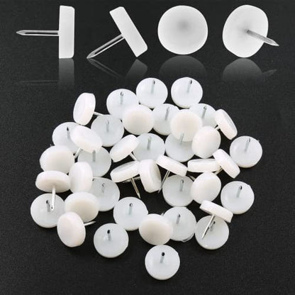 40 PCS Nail in Furniture Glides 18mm Nylon Chair Glides for Wood Floors, White Plastic Table Leg Protectors Chair Feet Sliders, Plastic Chair Legs Tack on Furniture Pads for Hardwood Floors - size: 40 PCS