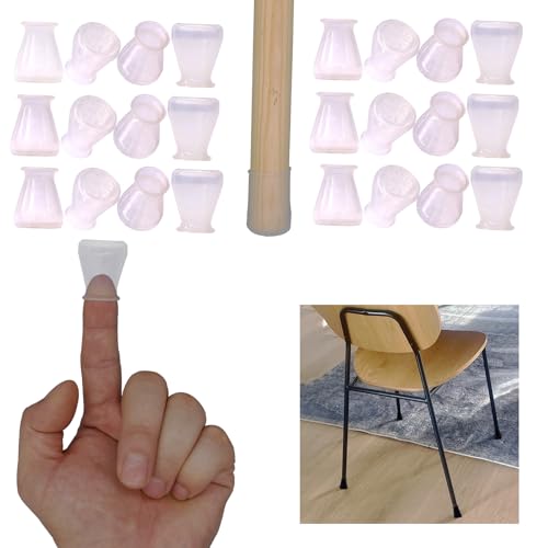 Non Slip Silicone Chair Leg Floor Protectors No Felt Extra Small Chair Leg Caps Bottom Anti Slip Small Furniture Feet Covers for Hardwood Floors Prevent Scratches No Noise,24 PCS - color: Transparent (Anti-slip), size: X-Small:5/9"to 4/5"(0.55"to 0.8")