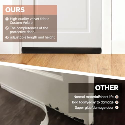 Superior Velvet Under Door Draft Stopper, 30'' to 36'' Adjustable Door Gap Filler, Double-Sided Windproof Seal, Easy-Install, Blocks Noise, Cold, Light, Dust & More