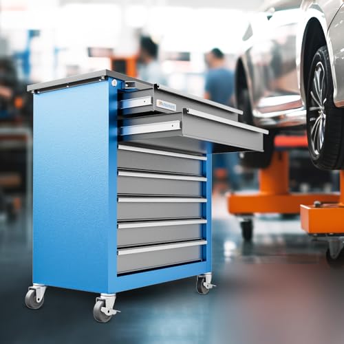 LARBANKE Tool Chest,7-Drawer Rolling Toolbox Chest,Rolling Tool Chest on Wheels with Keyed Locking System,and 4 Foot Pad,Tool Chet can be Combined Cabinet Set with 5-Drawer Tool Chest,for Garage - style: 7 Drawer Rolling Tool Chest
