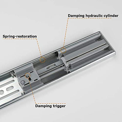 LONTAN 20 Inch Soft Close Drawer Slides 1 Pair Side Mount Heavy Duty Cabinet Drawer Glides Ball Bearing Full Extension Kitchen Cabinet Rails 100 LB Capacity - color: Silver-Soft Close, size: 20 Inch - Drawer Slide