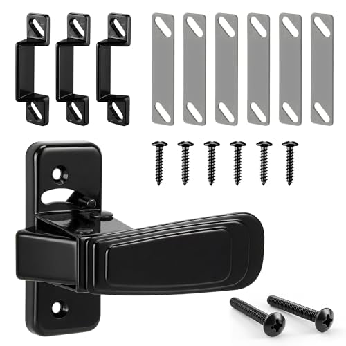 Storm & Screen Door Latch Repair Kit Includes Interior Latch, 1/4 3/8 1/2 Inch Strike Plates, Screws & Shims Complete Door Latching & Alignment Fix for Storm and Screen Doors(Black) - color: Black