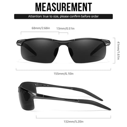 TJUTR Mens Photochromic Sunglasses Day & Night Driving Z87 Sun Glasses Polarized UV400 Protection Safety Glasses - color: C Black Frame/Grey Polarized Lens
