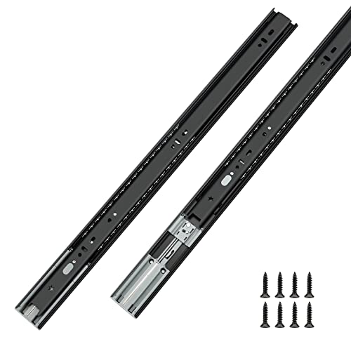 LONTAN 2 Pair 18 inch Soft Close Drawer Slides Heavy Duty Cabinet Rails Kitchen Replacement 3 Section Full Extension Ball Bearing Drawer Rails Cabinet Runners 100lb Capacity - color: Black, size: 18 Inch