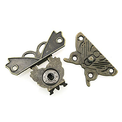 12pcs Jewelry Box Antique Lock Latch Hasp Hinges Handle Box Corner Protectors Kit - Include 1 Antique Lock Latch Hasp 2 Hinges 1 Handle 8 Box Corner Protectors and Enough Screws