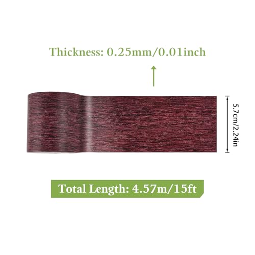 SagaSave 2.24 Inch x 15Ft Woodgrain Patterned Duct Tape, Multi-Purpose Self Adhensive Waterproof Repair Tape for Furniture Door Floor Table and Chair (Dark Maroon) - color: Dark Maroon