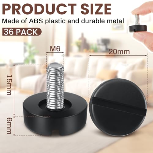 Lasnten 36 Pcs M6 Thread Adjustable Furniture Levelers Screw in Threaded Leveling Feet Heavy Duty Leveling Feet for Tables Chairs Furniture Legs, T Screws Not Included