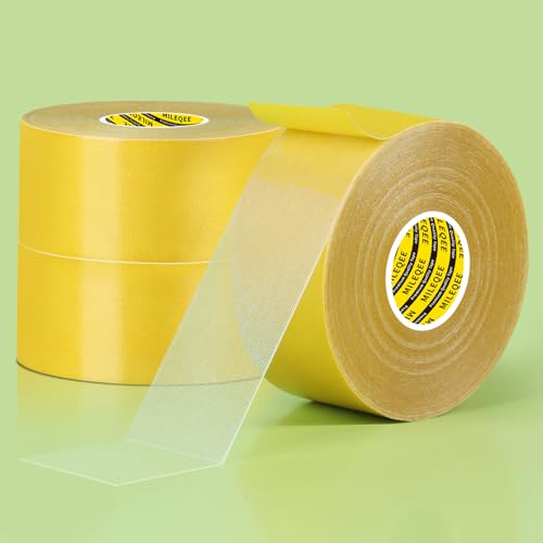 3Pack Double Sided Tape Heavy Duty, 2in x 66FT (198FT Total), Super Sticky Resistente Clear Tape, Universal High Tack Strong Wall Adhesive with Fiberglass Mesh,Easy Use Mounting Tape - size: 3 Pack, Each 2" x 66FT