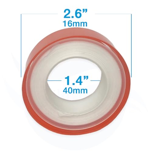 Teflon Tape (PTFE), .63 Inch (W) X 590 Inches (L) Plumbers Tape For A Secure Thread Seal, Four Rolls, Use On Plumbing Fittings, PVC Pipe, Hose Connections, Shower and Bath Fixtures and So Much More!