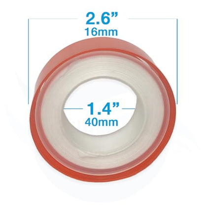 Teflon Tape (PTFE), .63 Inch (W) X 590 Inches (L) Plumbers Tape For A Secure Thread Seal, Four Rolls, Use On Plumbing Fittings, PVC Pipe, Hose Connections, Shower and Bath Fixtures and So Much More!