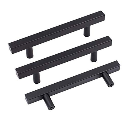 Goldenwarm 25 Pack Black Cabinet Handles 4"(102mm) Matte Black Cabinet Pulls T Bar Drawer Pulls for Kitchen Cupboard & Drawer Hardware - color: Black, size: 4 Inch Hole Center