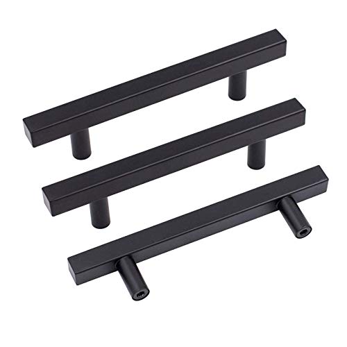 Goldenwarm 25 Pack Black Cabinet Handles 4"(102mm) Matte Black Cabinet Pulls T Bar Drawer Pulls for Kitchen Cupboard & Drawer Hardware - color: Black, size: 4 Inch Hole Center