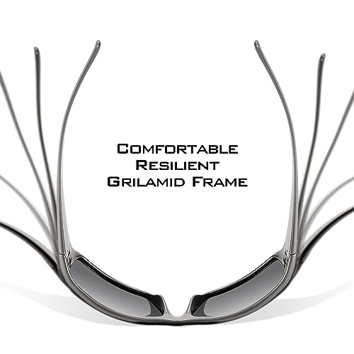 KastKing Iditarod Polarized Sport Sunglasses,PuriVex Protective Lens Coating Fishing Sunglasses For Driving Cycling Running - color: C: Gloss Dark Gray Metallic Frame, Flash Mirror