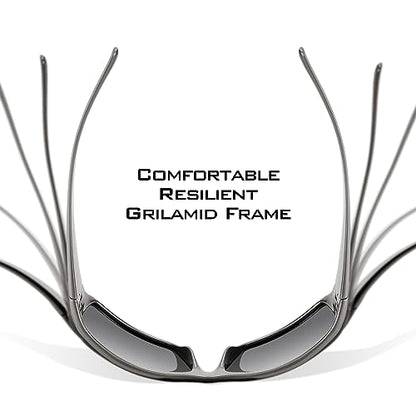 KastKing Iditarod Polarized Sport Sunglasses,PuriVex Protective Lens Coating Fishing Sunglasses For Driving Cycling Running - color: C: Gloss Dark Gray Metallic Frame, Flash Mirror