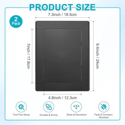 M METERXITY 2-Pack Access Panel for Drywall, 7x5 Inch Plastic Self Adhesive Wall Hole Cover Access Doors for Wiring Cable/Ceiling, Removable Plumbing Wall Panel [Black, Rectangle] - color: Black