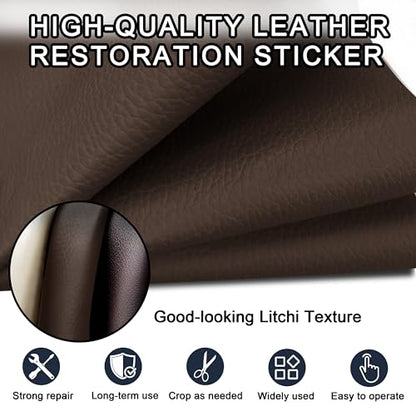 Leather Repair Tape,3.9 x 63 Inches Self Adhesive Leather Repair Patch,Vinyl Leather Repair Kit for Furniture,Couches,Car Seats,Sofas,Office Chairs,Dark Brown - color: Dark Brown, size: 3.9*63inch