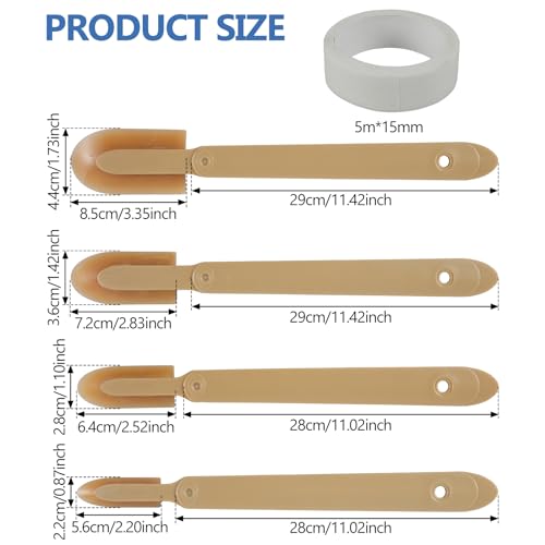4Pcs Caulking Tool, 4Sizes Set Caulk Remover Tool with 4/10 Textured Paper, Rubber Caulking Finishing Tool Sealant Grout Caulk Applicator Tool for Ceramic Tiles, Baseboards, Bathrooms (A)