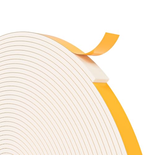 33FT EVA Weather Stripping Soundproof Foam Insulation Tape with Adhesive Foam Weatherstripping Door Seal Weather Strip for Door Frame/Window/Gaps Sound Proof - color: White, size: 33ft (1/8"×1/2")
