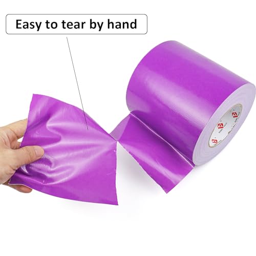 BOMEI PACK 6" Purple Duct Tape Heavy Duty,6 Inch x 60 Yards Purple Wide Rol Tape,Strong Strength,Flexible,No Residue,Waterproof and Tear by Hand,Multi-Use for Indoor & Outdoor Repairs - color: Purple