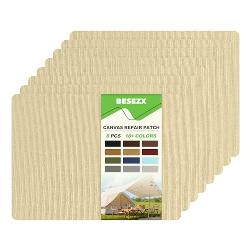 Besezx Canvas Repair Patch,Outdoor Gear Patch, 7.87x5.9 Inches 8PCS,Waterproof Self-Adhesive Fabric Repair Tape for Repairing Boat Covers,Sun Shades,Sofas,Tents,Lounge Chairs,Awnings (Khaki) - color: Khaki, size: 7.87*5.9 inch