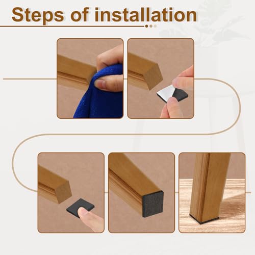 uxcell Felt Strips with Adhesive Backing, 20 Pcs 1/2" x 6" x 0.2" Anti Scratch Furniture Felt Tapes Self-Stick Pads for Protecting Hardwood Floor, Brown - color: Brown
