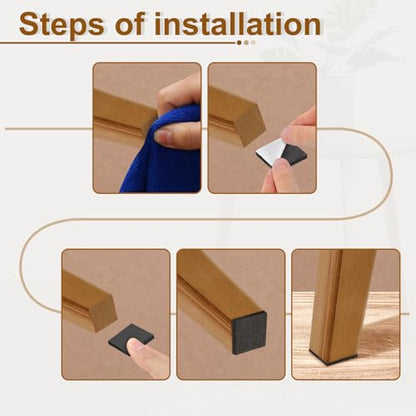 uxcell Felt Strips with Adhesive Backing, 10 Pcs 1" x 6" x 0.2" Anti Scratch Furniture Felt Tapes Self-Stick Pads for Protecting Hardwood Floor, Brown - color: Brown